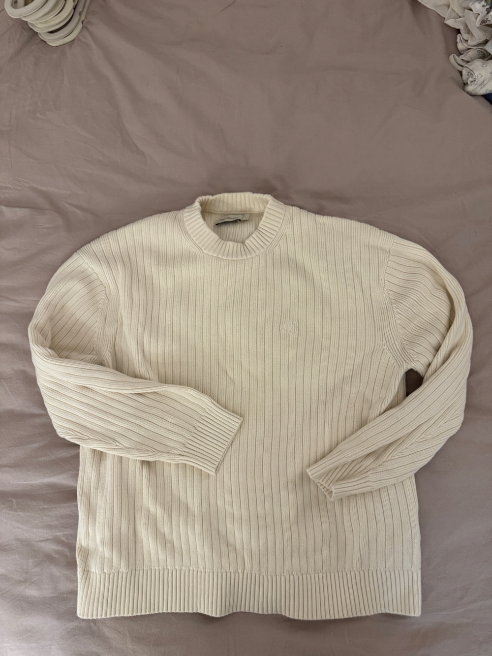 Calvin Klein Jeans Cream Ribbed Crewneck Sweater